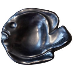 20th Century French Black Ceramic Fish Made by Ricard, 1955