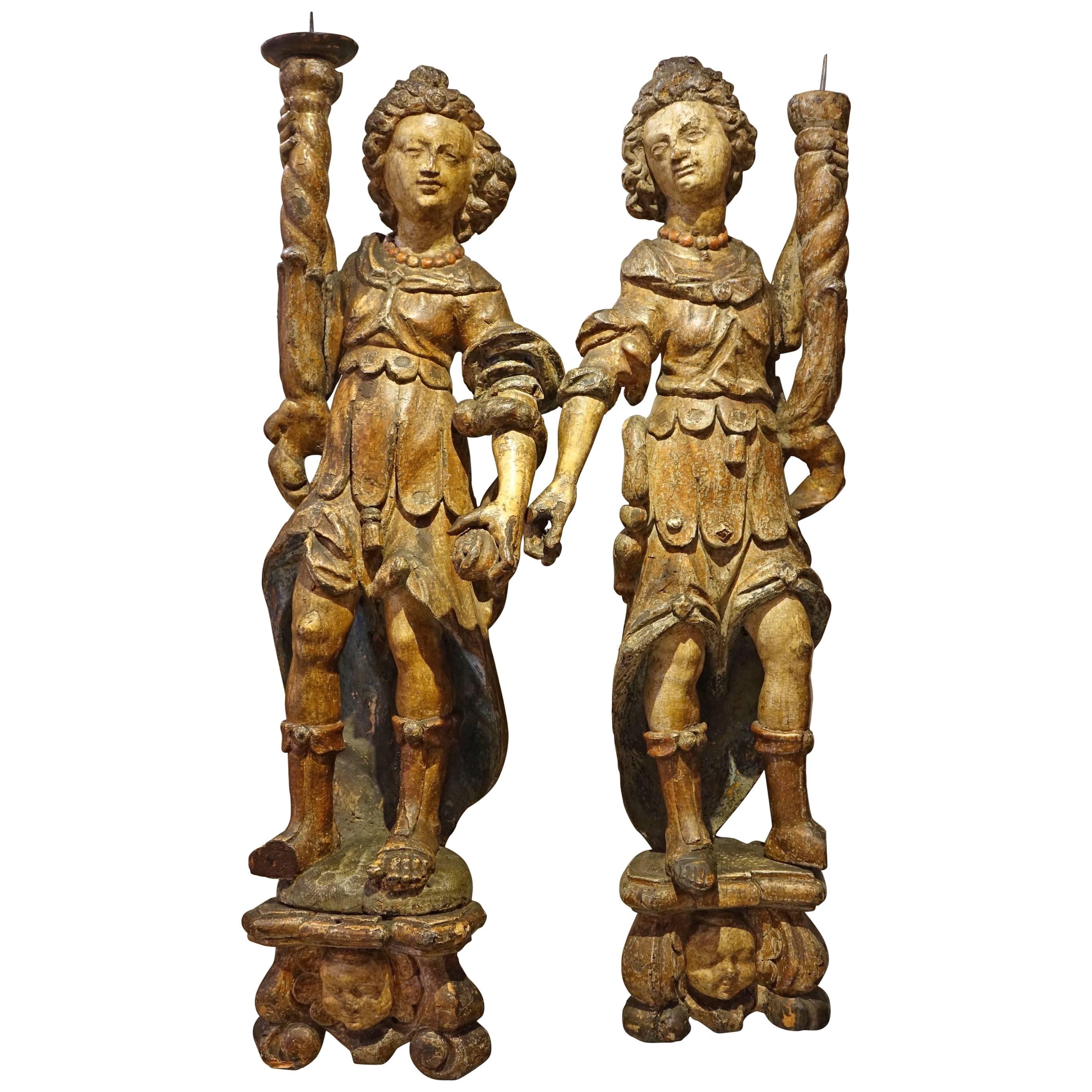Pair of Angel Torchbearers, South of France or Spain, Late 16th Century
