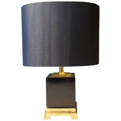 20th Century French Table Lamp Made of Brass and Black Wood