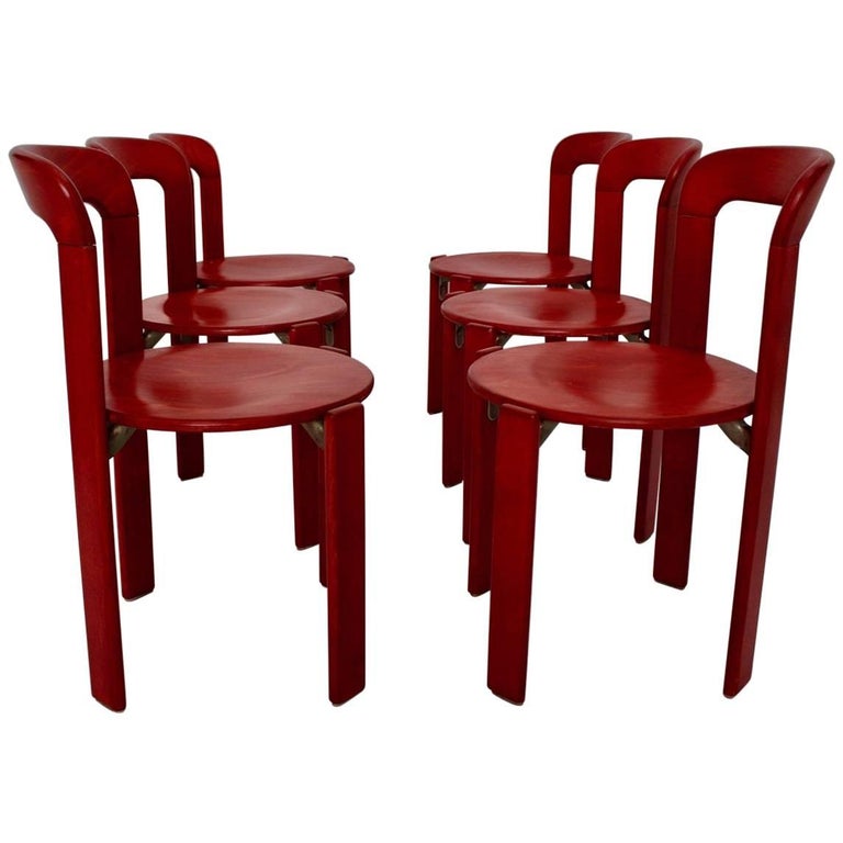 Red Dining Room Chairs by Bruno Rey, 1971, Switzerland For Sale at 1stdibs