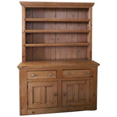 Antique One Piece Victorian Rustic Farmhouse Kitchen Pine Dresser