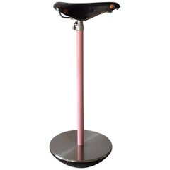 Castiglioni Brothers Italian Zanotta "Sella" Pink Steel Stool with Black Saddle