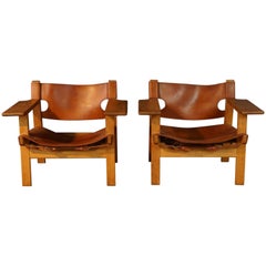 Vintage Pair of Spanish Chairs Designed by Børge Mogensen