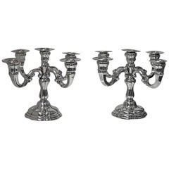 Pair of German Sterling Silver Five-Light Candelabra, circa 1920