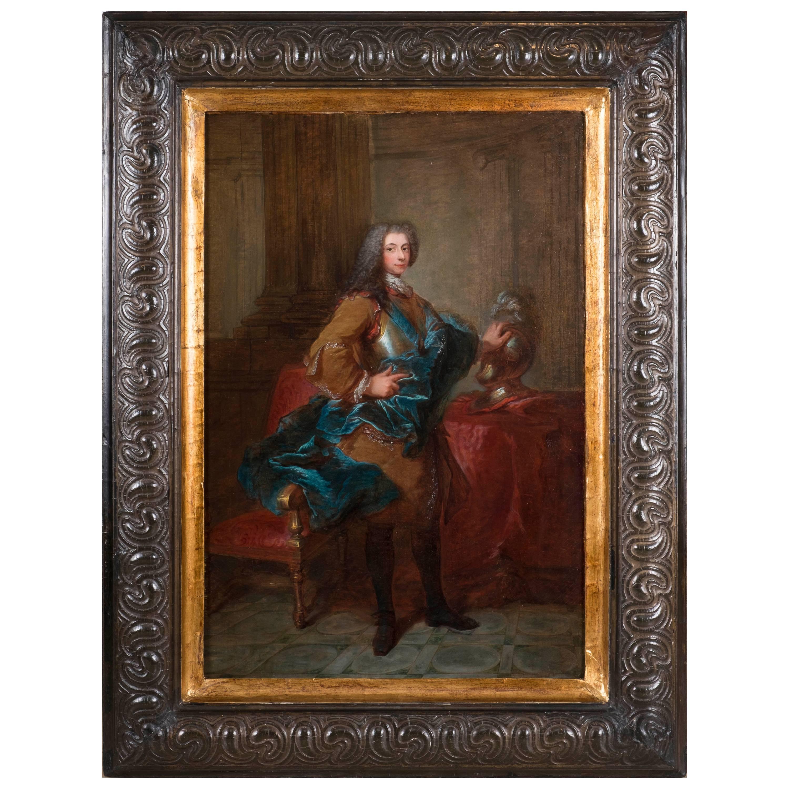 Louis-Michel Van Loo, Portrait of a Man Wearing the Order of Saint-Esprit For Sale