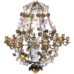 Porcelain of Meissen Chandelier Stamped with "C couronné"