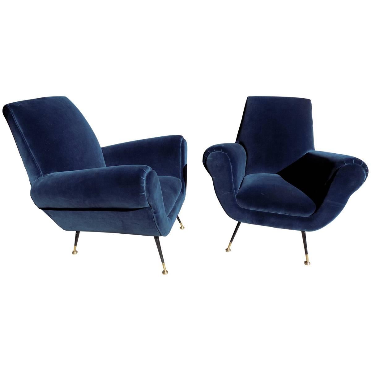 1960 Gigi Radice Pair of Reupholstered Armchairs For Sale