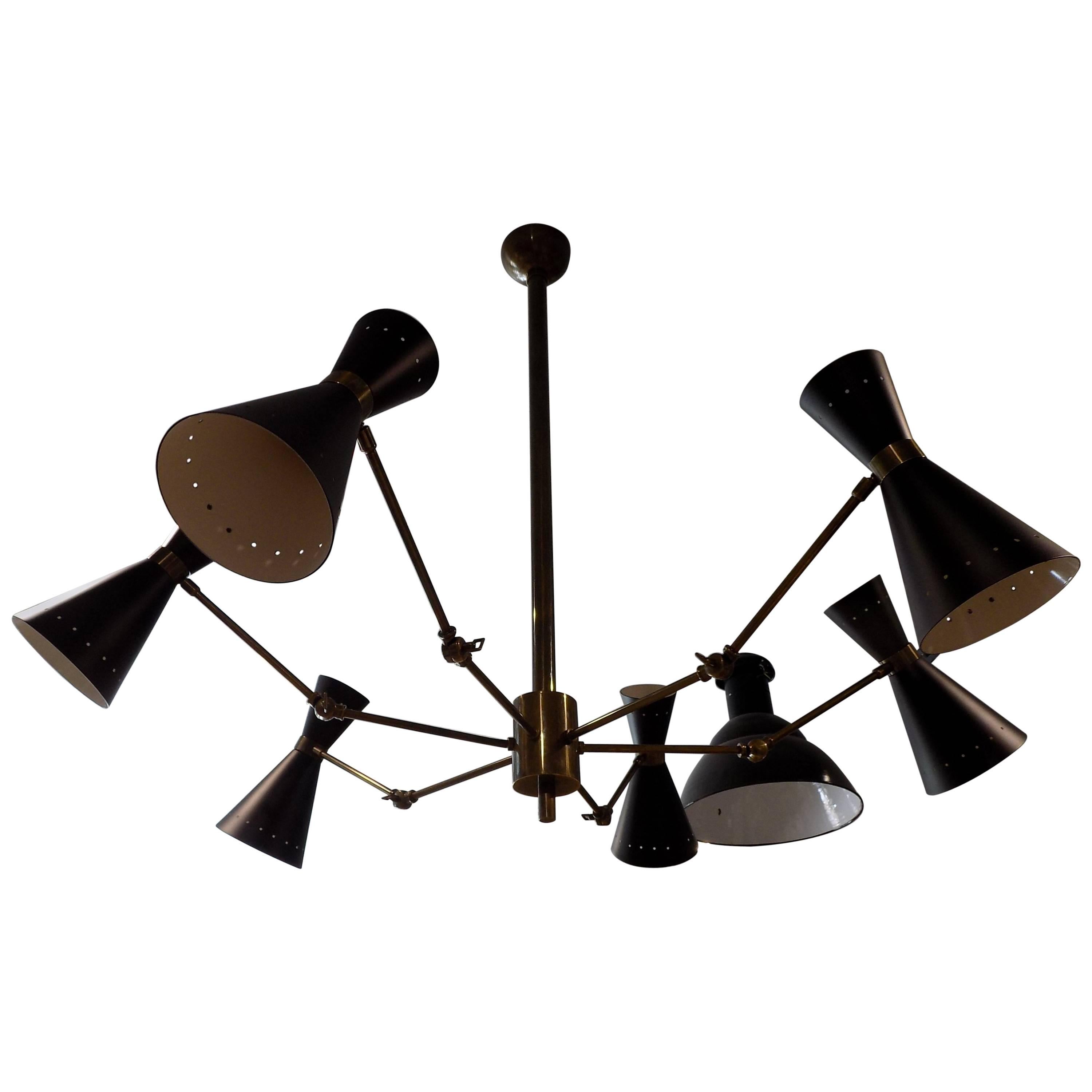 Italian Articulated Arms Chandelier  For Sale