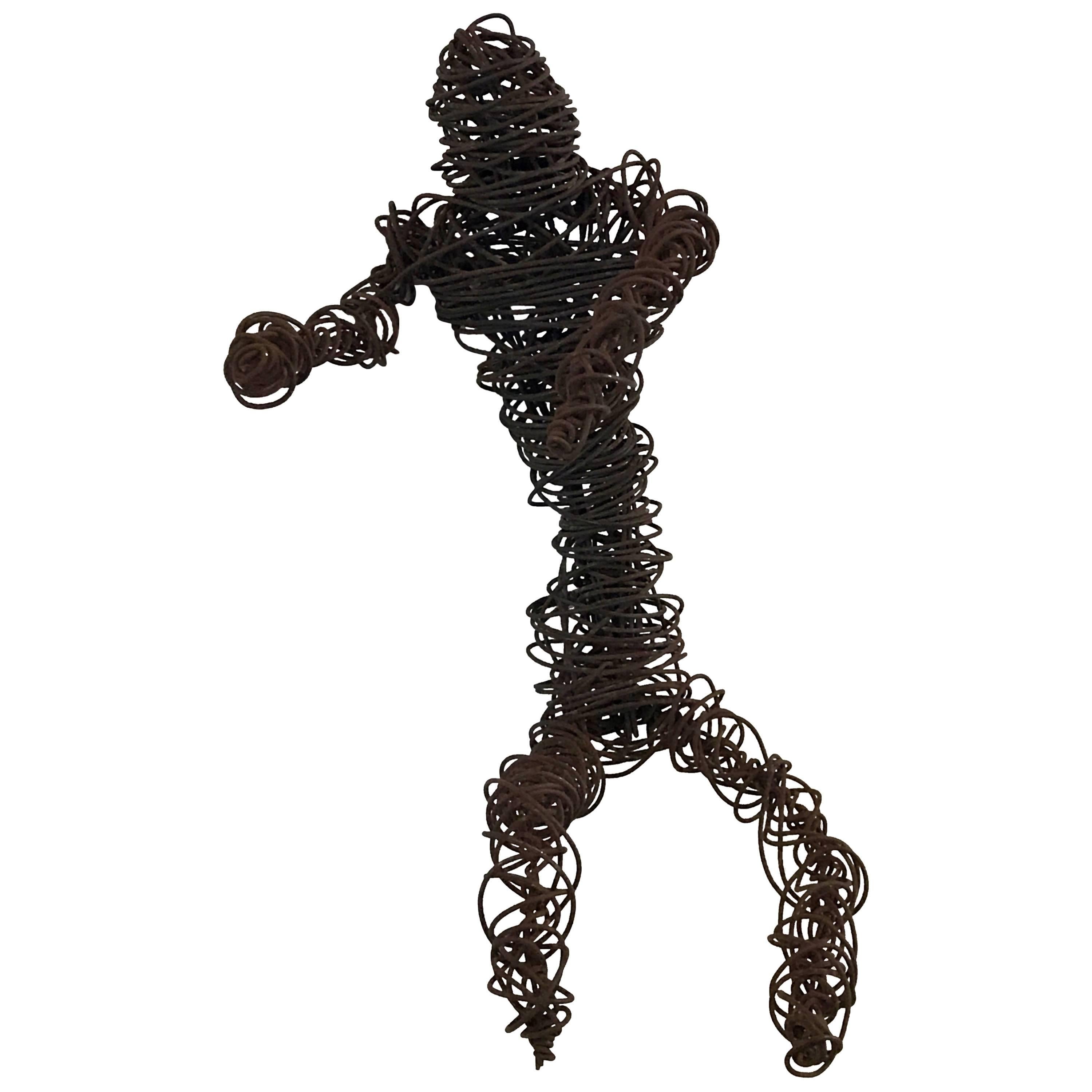 Brutalistische nackte männliche Drahtskulptur „Man Art“ aus der Mitte des Jahrhunderts im Angebot