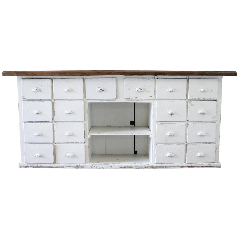 Antique Primitive Factory Cabinet With Numbered Drawers For Sale