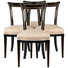 Set of Four French Neoclassical Ebonized Chairs by Maurice Hirsch, 1950s