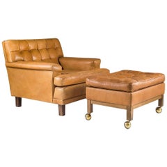 Midcentury Swedish Lounge Chair and Ottoman "Merkur" by Arne Norell
