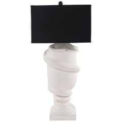 Plaster Serpent Table Lamp with Black Shade
