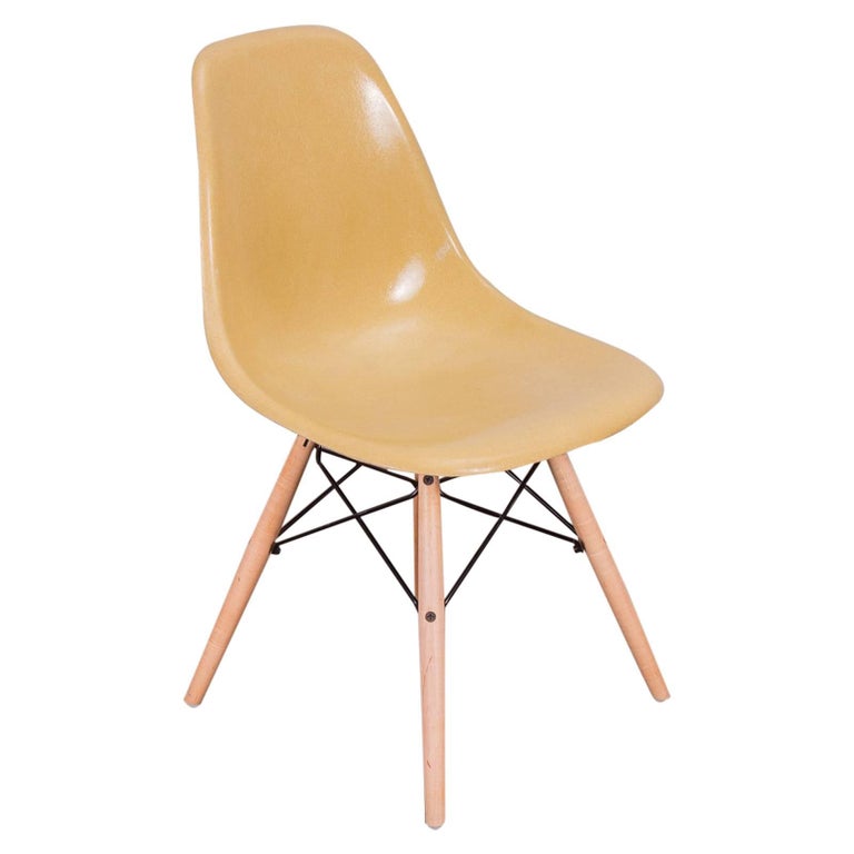 Eames for Herman Miller Ochre Yellow Shell Chair For Sale