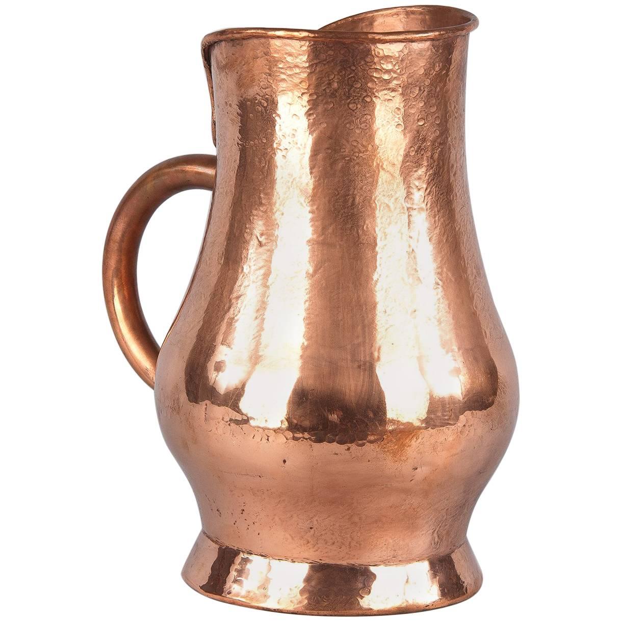 French Copper Wine Pitcher, Burgundy Region, 1900s