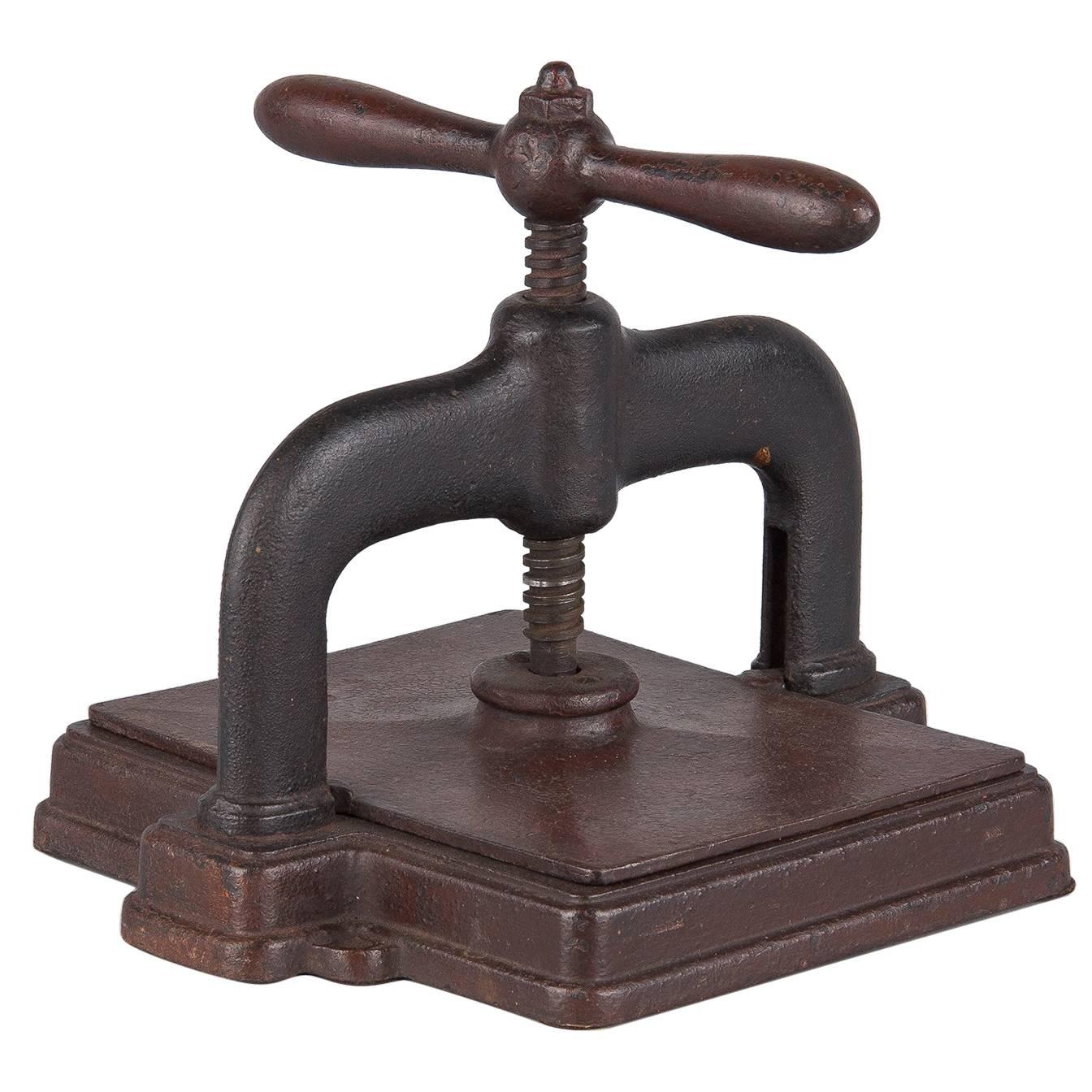 French Forged Iron Book Press, Early 1900s