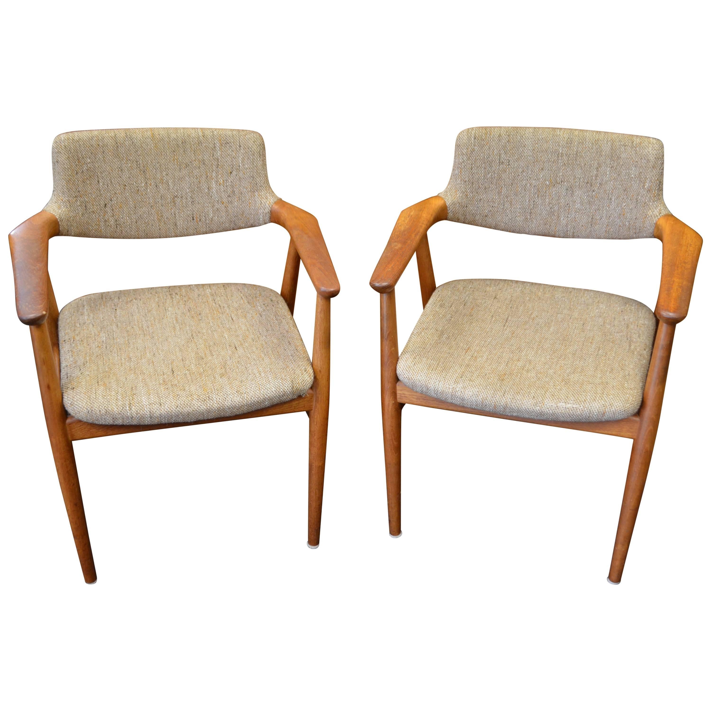 Midcentury Teak "Elbow" Chairs Designed by Erik Kirkegaard 'Pair'