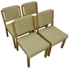 Midcentury Dining Chairs with Maple Frames and Wool Upholstery, Set of Four