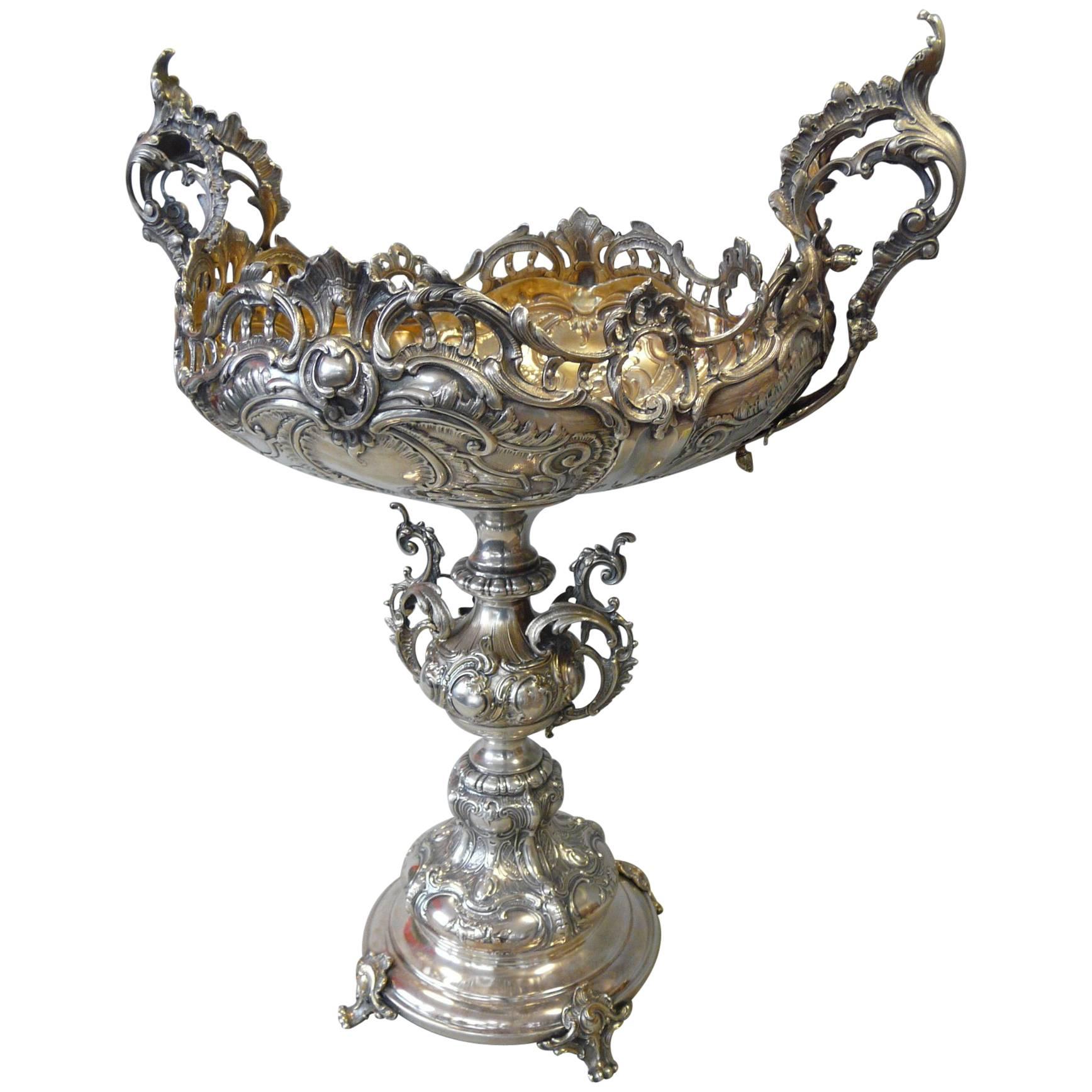 Large Late 19th Century Baroque Style Silver Plated Centrepiece