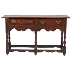 Antique English Oak Inlaid Console, circa 1880