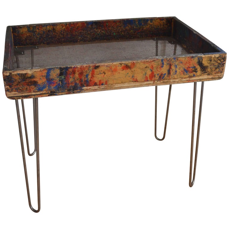 Side Table / Plant Stand on from Factory Paint Box with Screen Bottom
