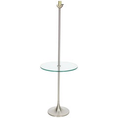 Brushed Finish Metal Glass Built in Table Floor Lamp