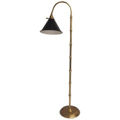 Vintage Stylish Mid-Century Modern Brass Faux Bamboo Floor Lamp