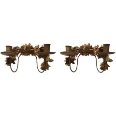 Exquisite Pair of Diminutive Antique Italian Gilt Wall Sconces