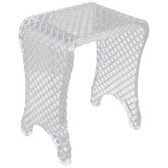 Diamond Cut Bent Lucite Piano Bench Stool