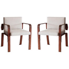 Pair of Leather Wrapped Chairs by Jacques Adnet