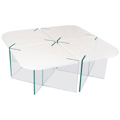 Radius Table, Contemporary Marble and Glass Coffee Table