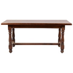 Vintage French Solid Oak Trestle Table