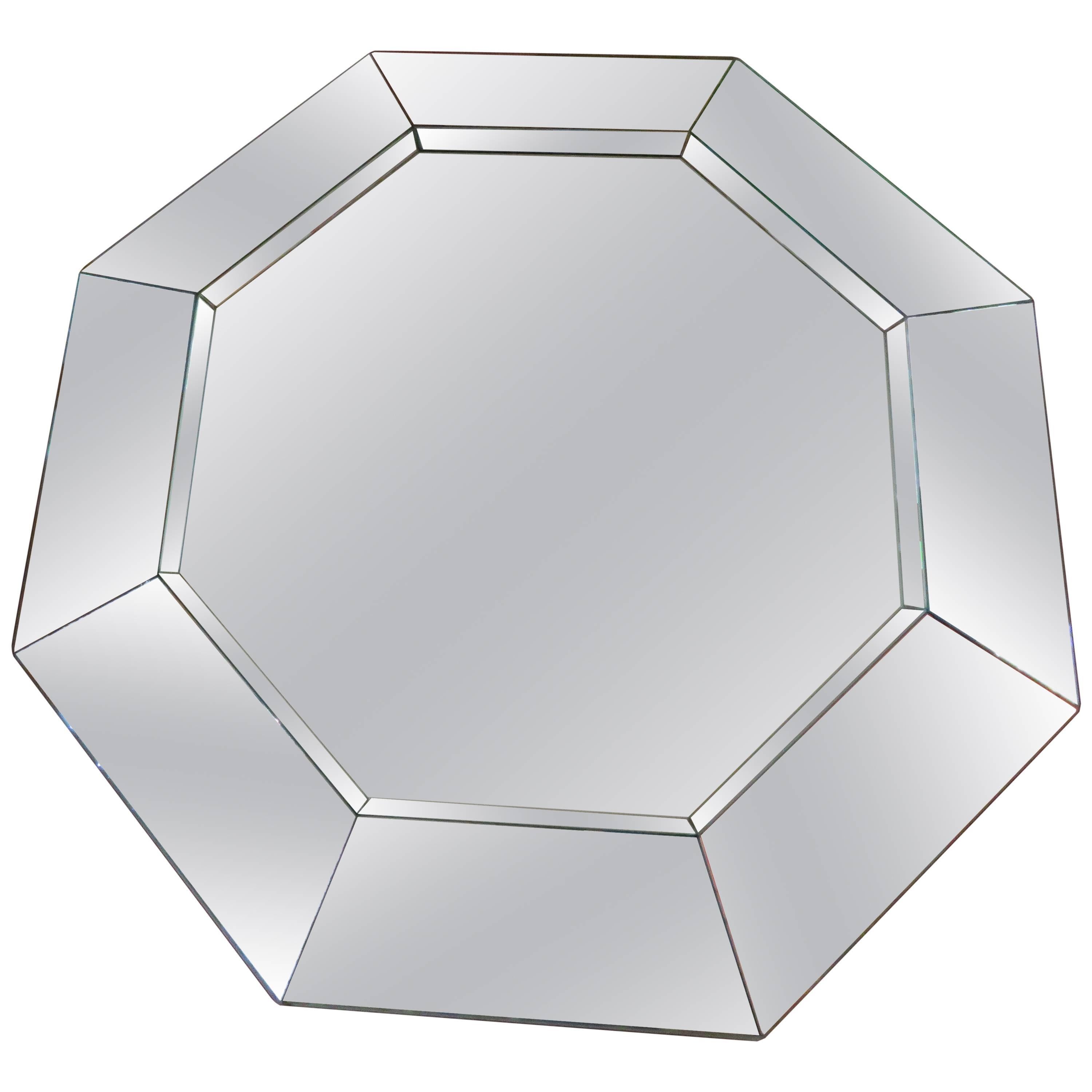 Gorgeous Octagon Faceted Mirror, Midcentury