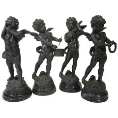 Set of Four Bronze Musician Figures