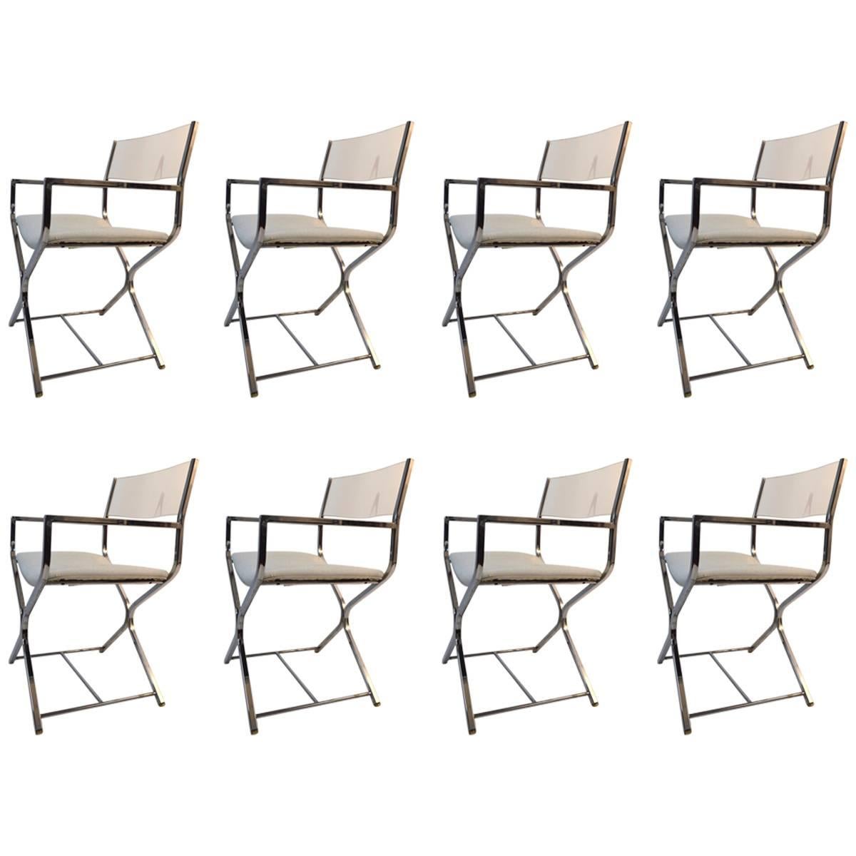 Baughman Dining Chairs Set of Eight Lucite and Chrome