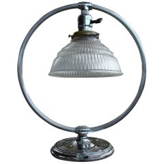 Art Deco Machine Age Chrome and Glass Circular Table Lamp by Chase