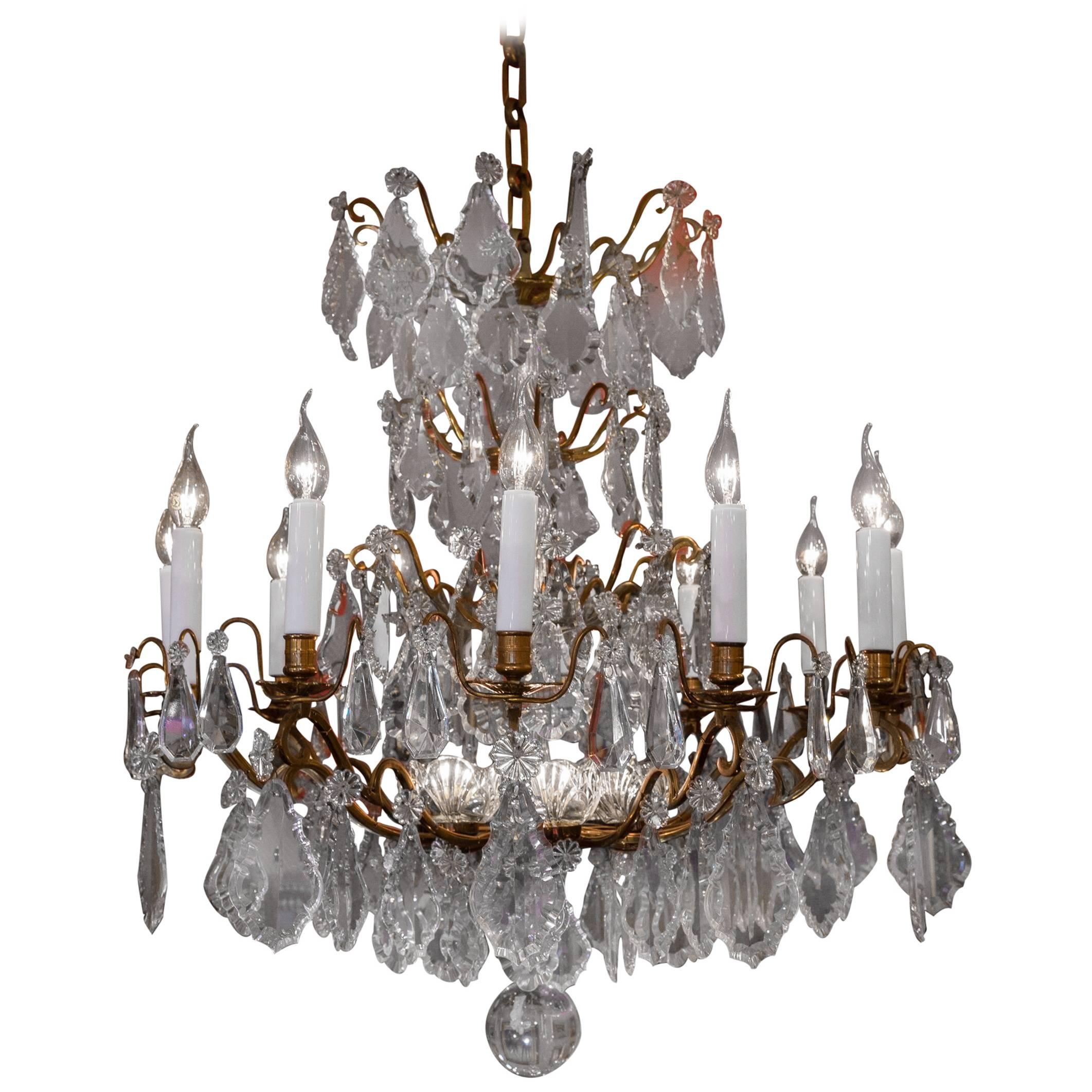 French Louis XV Style, Ormolu and Crystal Chandelier, circa 1950