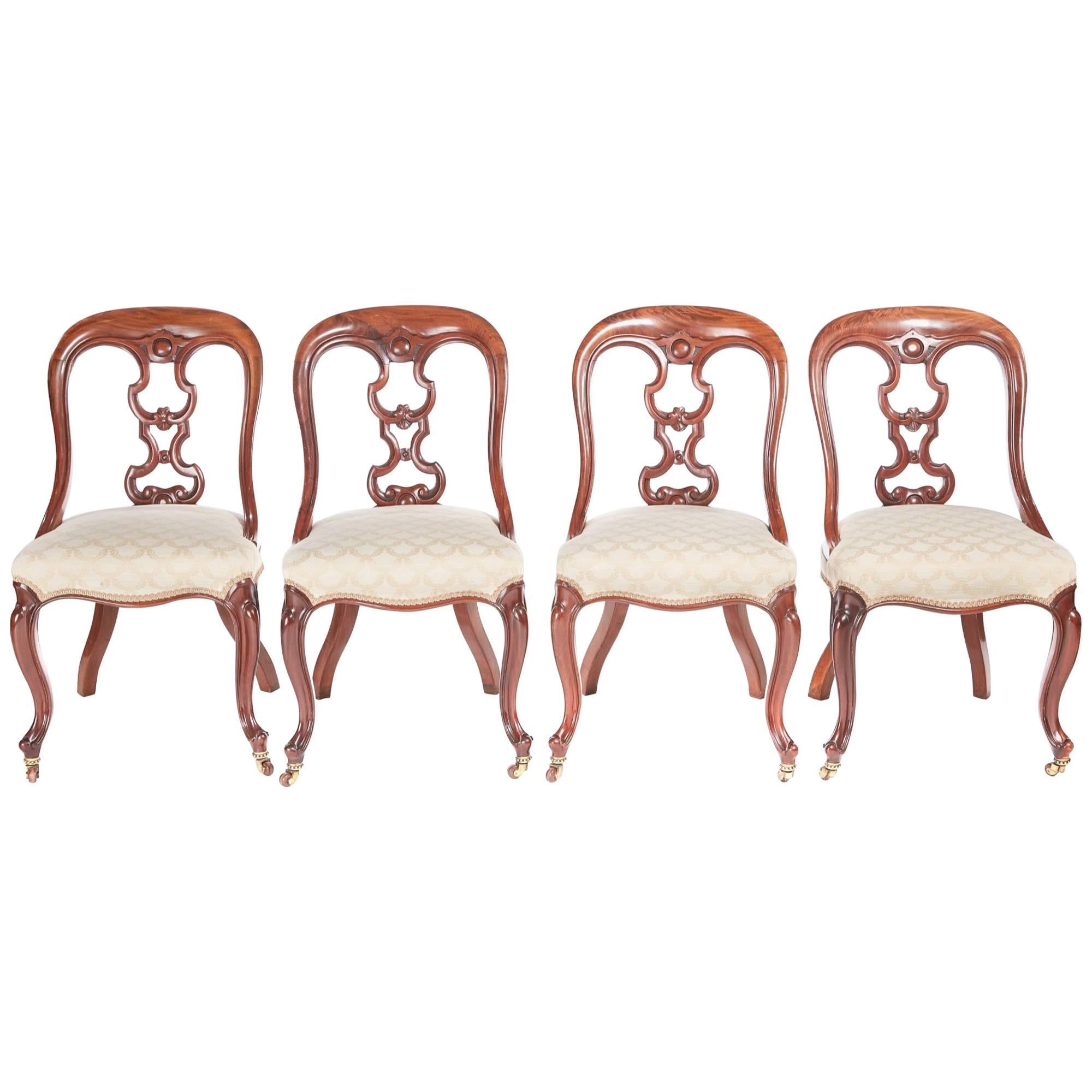 Set of Four Quality Mahogany Dining Chairs For Sale