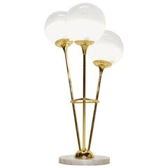 Italian Murano Glass and Brass Table Lamp in the Style of Stilnovo, 1960s