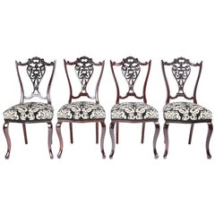 Quality Set of Four Victorian Carved Mahogany Dining Chairs