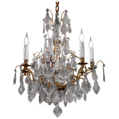 French Louis XV Style, Bronze and Crystal Small Chandelier, circa 1900