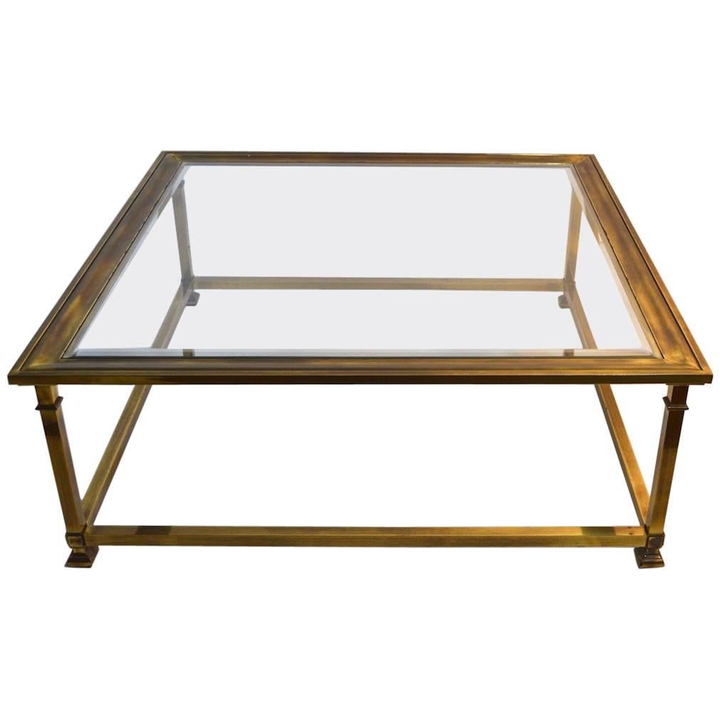 Square Brass and Glass Mastercraft Coffee Table