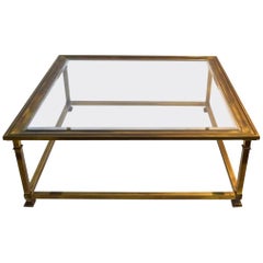 Square Brass and Glass Mastercraft Coffee Table