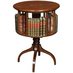 Antique Edwardian Mahogany Inlaid Revolving Book Table