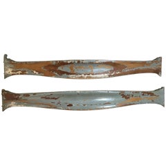 Pair of Large Architectural Wood Wall Hanging
