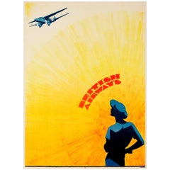 Original Vintage Art Deco Design Golden Age of Travel Poster for British Airways