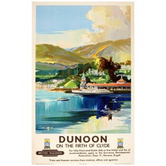 Affiche originale des chemins de fer britanniques vintage - Dunoon sur le Firth of Clyde en Écosse