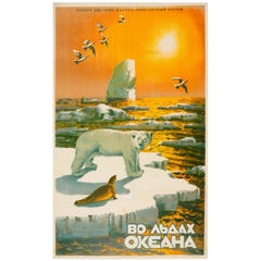 Original Vintage Documentary Movie Poster for The Icy Ocean / Life in the Arctic