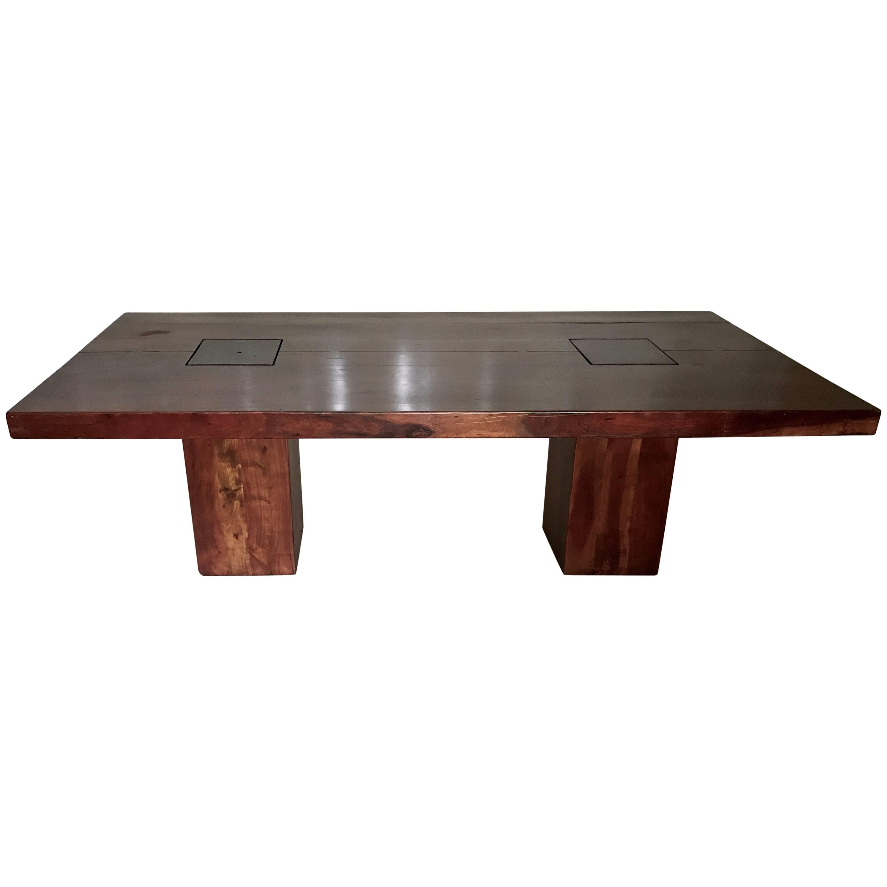 Organic 93”  Slab Walnut Dining Table- Hand Crafted For Sale