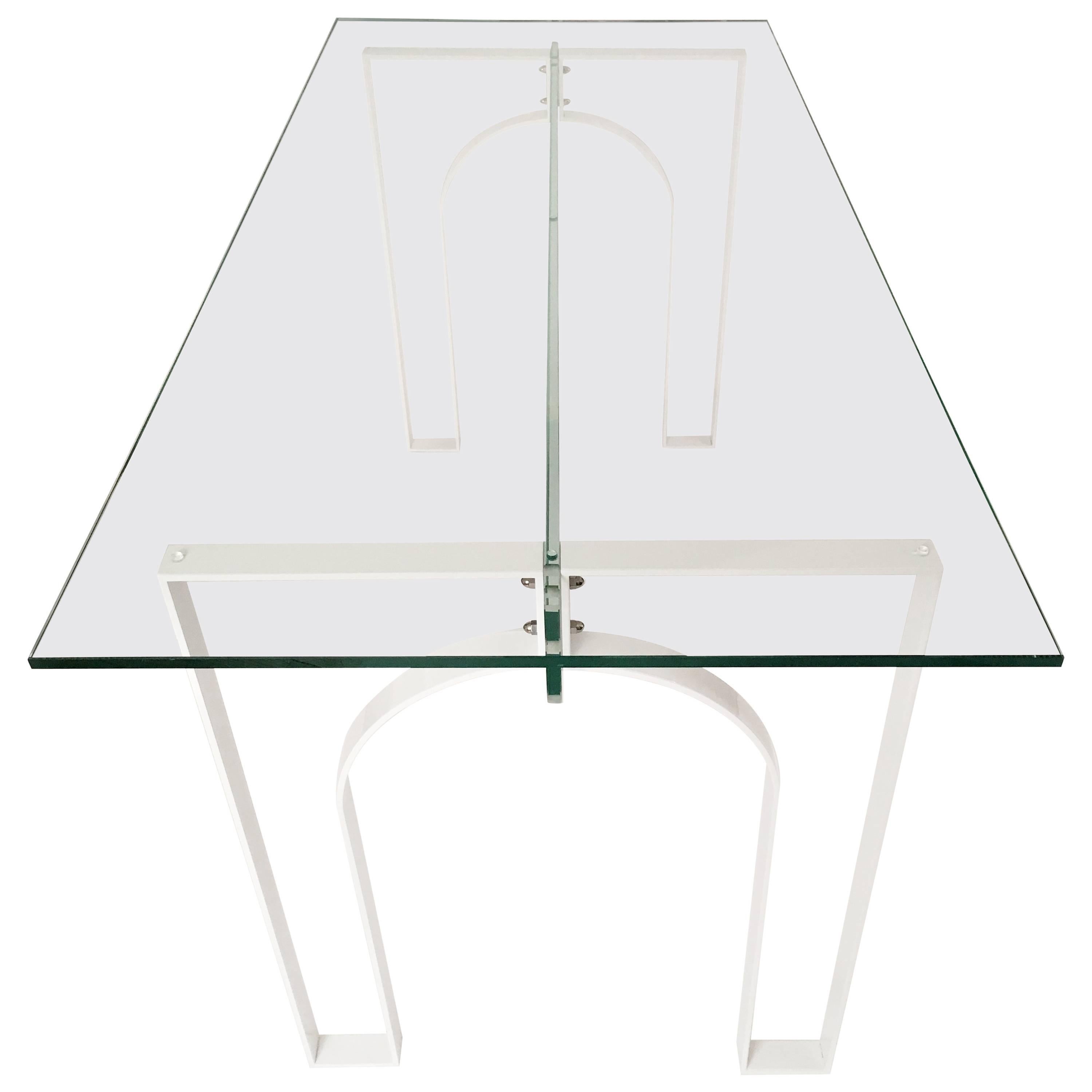 Arch Desk, Contemporary Painted Steel and Glass Desk For Sale